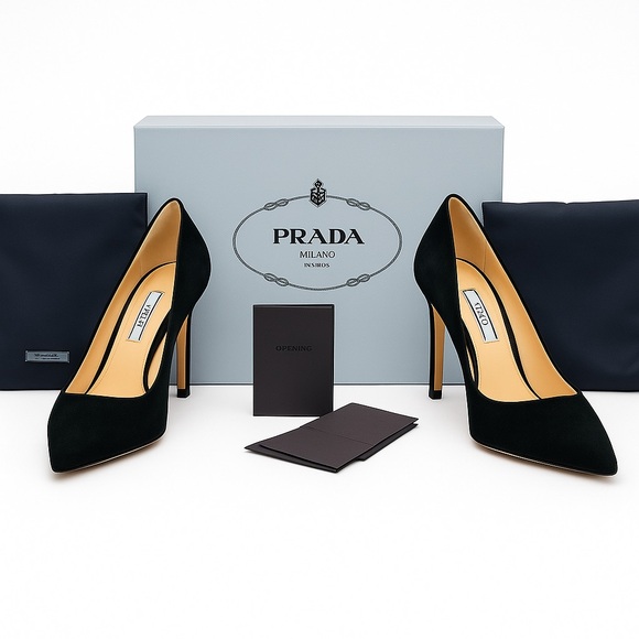 Prada Shoes - Authentic Prada stiletto Calzature Donna black suede heels pumps pointed toe 8US